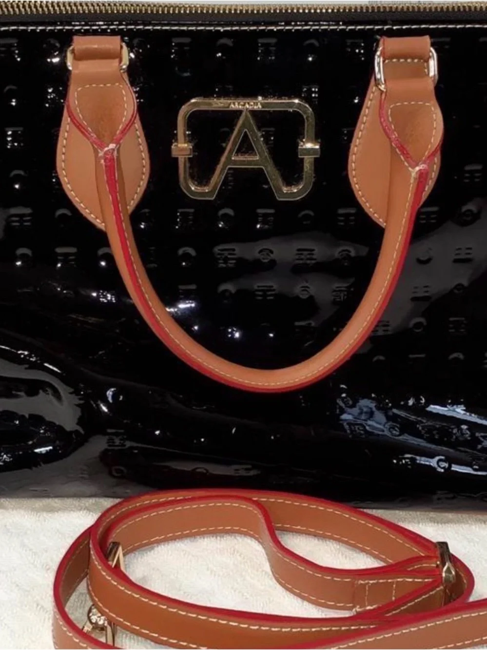 Arcadia Black Patent Leather Purse Made In Italy